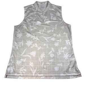 Nike Dri-Fit Women's Breath L Standard Fit Sleeveless‎ Beige Floral Top Active